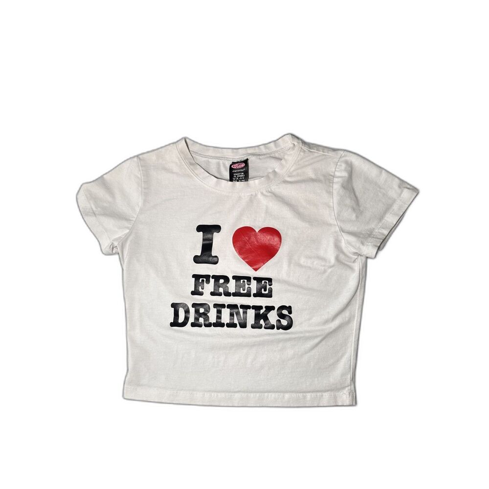 i love free drinks y2k baby tee